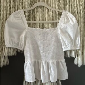 French Connection White Puff Sleeve Blouse